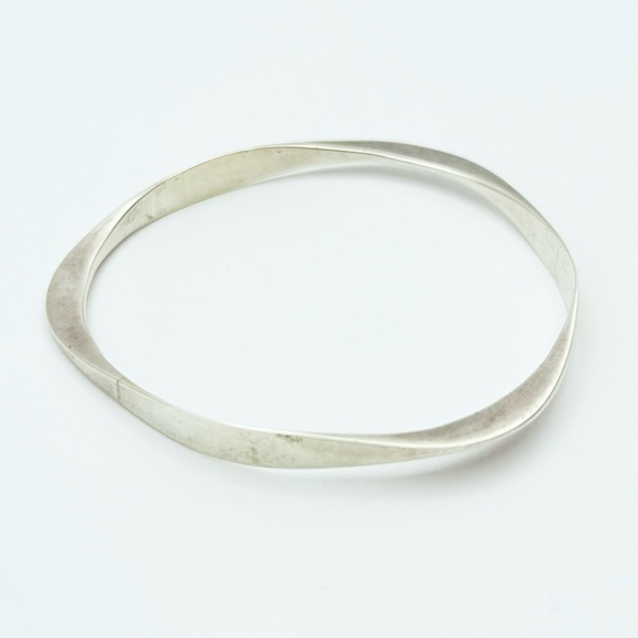 Modernist Sterling Silver Bangle Bracelet - Hand Signed - Picture 2 of 8